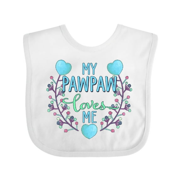 Inktastic My Pawpaw Loves Me with Flowers and Hearts Boys or Girls Baby Bib