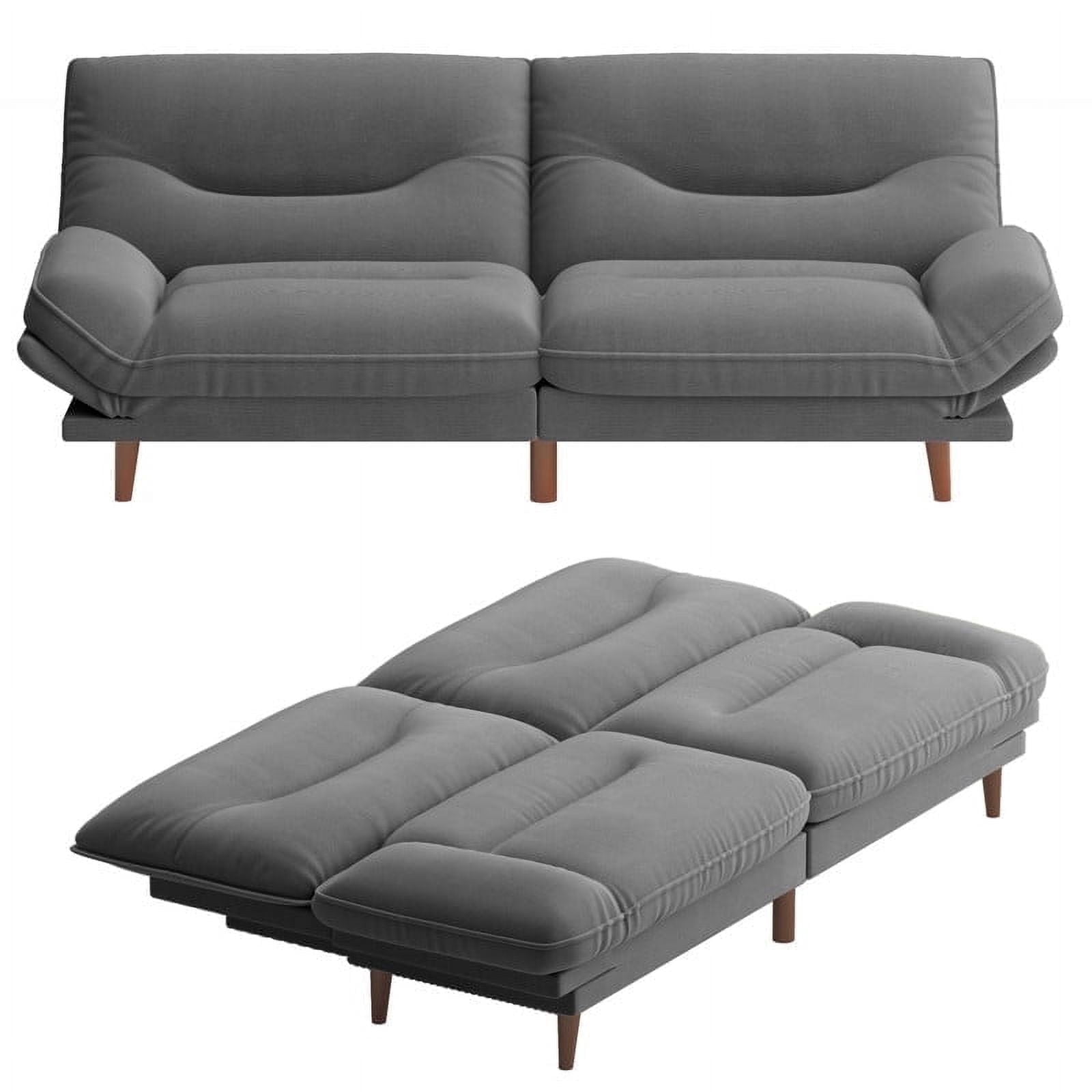 Homall Futon Sofa Bed with Adjustable Backrest & Five Angles Adjustable Armrests Sofa Couch for Small Spaces Living Room Office,Fabric Dark Gray
