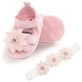 thumbnail image 4 of Infant Baby Girls Summer Sandals Indoor Slippers Open Toe Lace Princess Dress Wedding Flats Shoes Newborn Toddler Soft Non-slip Sole First Walker Crib Shoes 0-18 months, 4 of 6