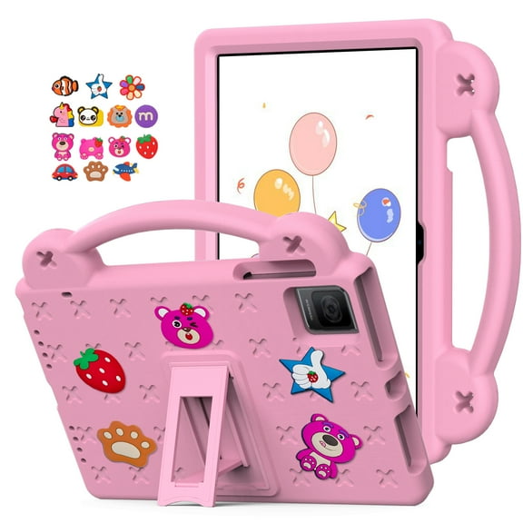 Dteck Shockproof Case for T-Mobile Revvl Tab 5G 2023 Tablet, Shockproof Kids Protective Case with Kickstand for TCL Tab 10 2nd Gen 10.36" with DIY Accessories,Pink