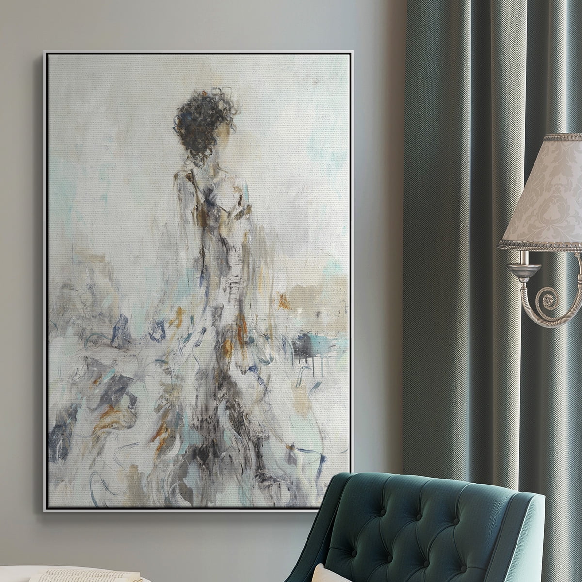 Romantic Reflection II Framed Premium Gallery Wrapped Canvas - Ready to Hang - 25 x 37 - White Floating Frame