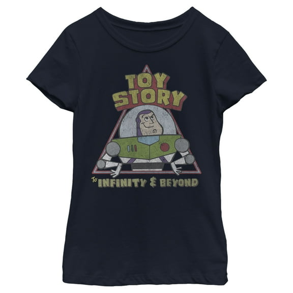 Girl's Toy Story Infinity and Beyond Buzz  Graphic Tee Navy Blue Medium
