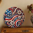 thumbnail image 2 of 4th of July American Round Decorative Hanging Pendant, Patriotic Front Door Wall Decor for Independence Day and Home Styling,July 4th Decorations, 2 of 7
