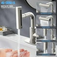 thumbnail image 3 of Brushed Nickel Bathroom Faucet with Sprayer - Brushed Nickel Bathroom Faucets for Sink 1 Hole or 3 Holes, 4 Mode Single Handle Vanity Faucet Waterfall Bathroom Faucet with Pull Down Sprayer, 3 of 15