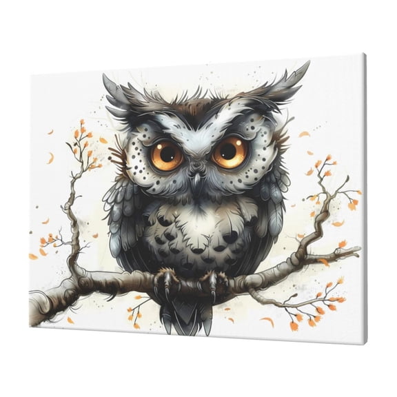 Logiee Whimsical Owl On Branch Print Canvas Wall Art,Canvas Picture Prints with Frame, Wall Art Decorative,Canvas Decorative,Suitable for Living Room Bedroom Office Room 30x40