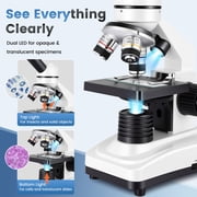 Herwicm 40X-2500X Compound Lab Microscope for Adults and Students, High-Power Biological Microscope with Smartphone Adapter and Prepared Slides Kit, Stem Kit for School Lab and Home Education