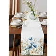 thumbnail image 2 of Blue Spring Floral Burlap Cotton Table Runner 13x90 Inches Long, Watercolor Blooming Summer Botanical Farmhouse Table Runners, Outdoor Dining Tablecloths Decor for Baby Shower/Party/Wedding, 2 of 6
