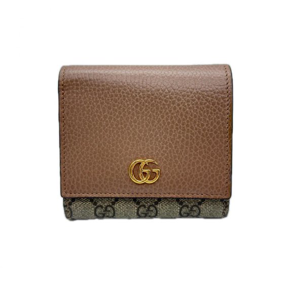 Pre-Owned GUCCI GG Supreme Double G Bicolor Medium Wallet 598587 - Bi-fold wallet in beige and...