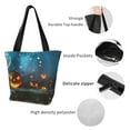 thumbnail image 5 of Horeoi Spooky Halloween Print Shoulder Bag for Women Large Capacity Zipper Tote for Shopping Beach Travel Gym with Inner Pocket, 5 of 7
