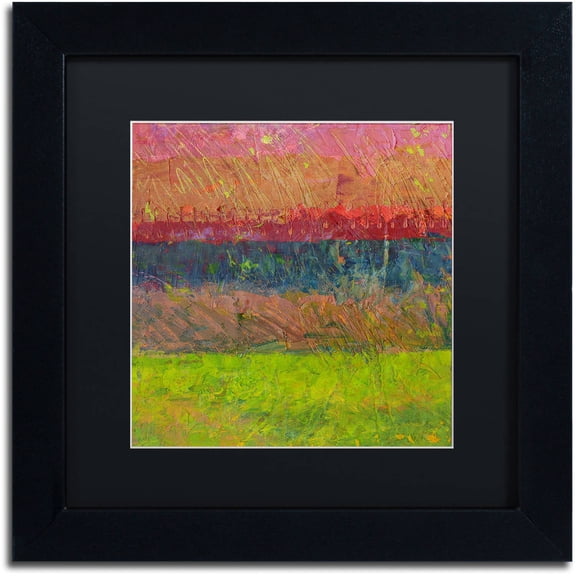 Trademark Fine Art "Lake and Hills" Canvas Art by Michelle Calkins, Black Matte, Black Frame