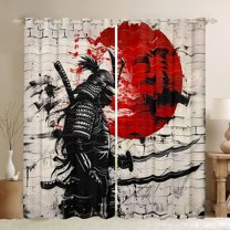 Manfei Tokyo Samurai Teens Blackout Curtains Set of 2 (52x84 Each), Ancient Worrior Window Curtains, Japanese Style Sun Curtains and Drapes, Window Curtains Bedroom Decor