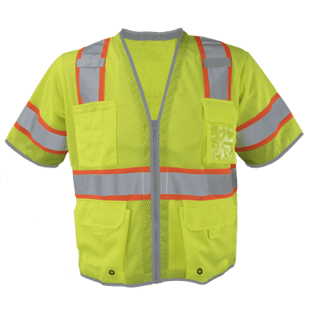 

Ironwear 1299 Class 3 Polyester Mesh Safety Vest w/ Zipper Radio Clips & Badge Holder