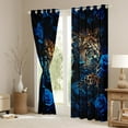 thumbnail image 3 of Feelyou 3D Leopard Cheetah Curtains Pack of 2 (42x84 Each) for Couple, Mystic Blue Rose Curtains Blackout, Romantic Couple Animal Bedroom Curtains, Curtains and Drapes Decor, 3 of 6