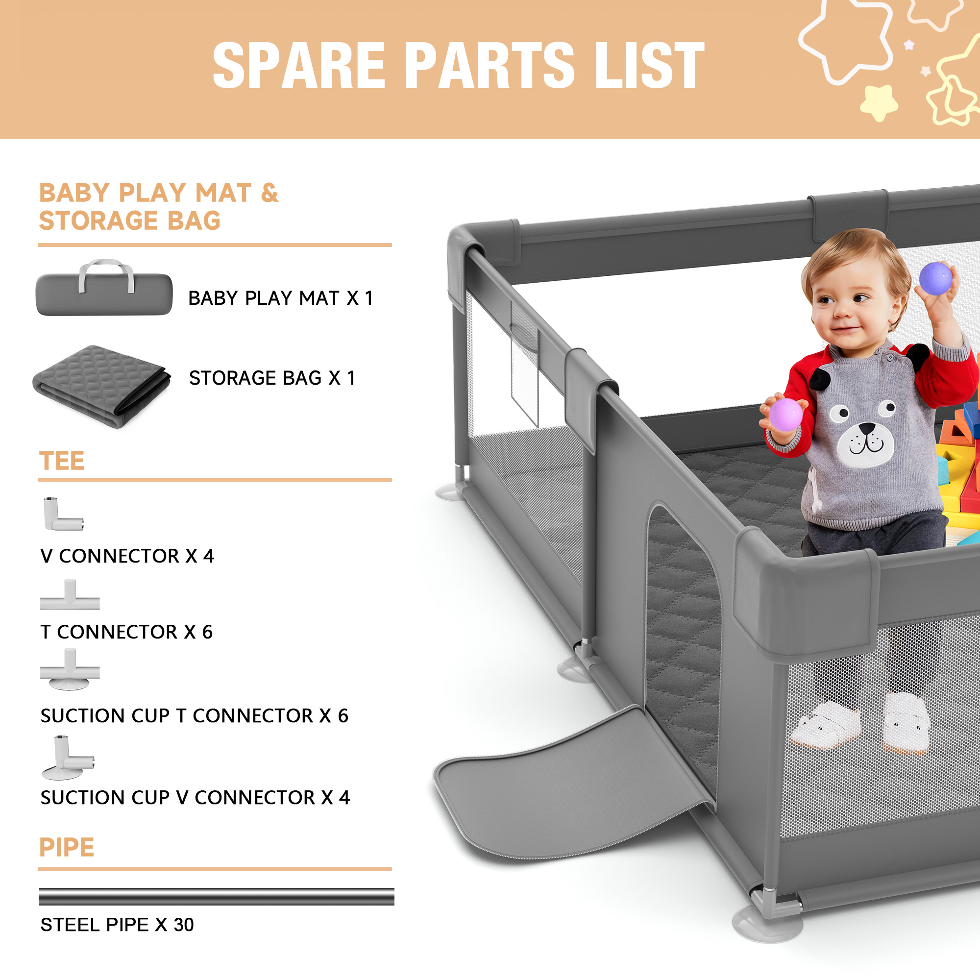 Babyeap Large Baby Playpen with Mat, 71" x 50" photo 6