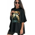 thumbnail image 3 of Plus Size Shirt for Women Black Tops for Women Oversized Short Sleeves Shirt for Women Swans T Shirt Crewneck Shirt for Women L, 3 of 5