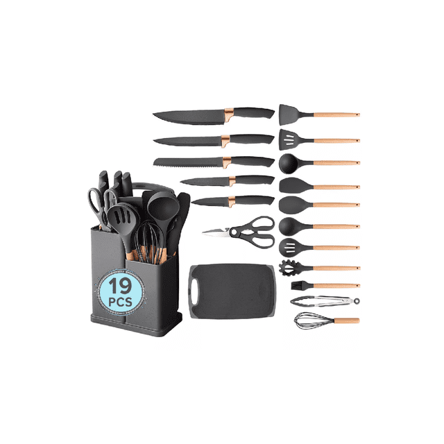Utensilios De Cocina Silicona Juego De Cuchillo 19 Set Negro