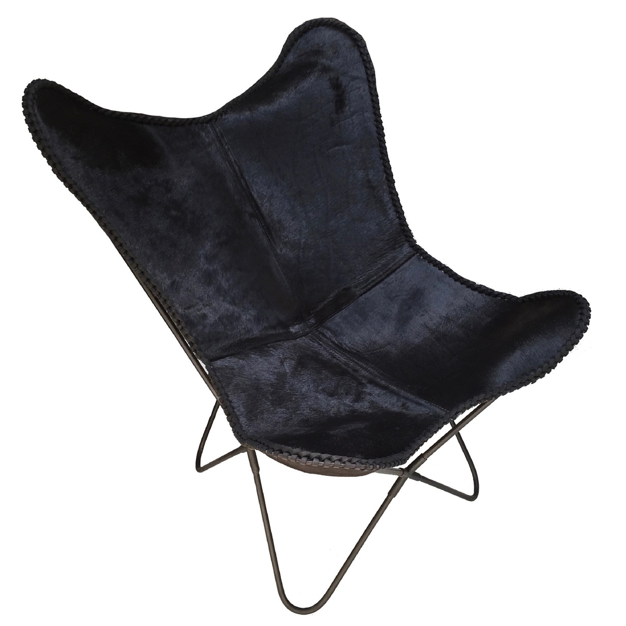 Butterfly Chair CONTESSA in Black Hide