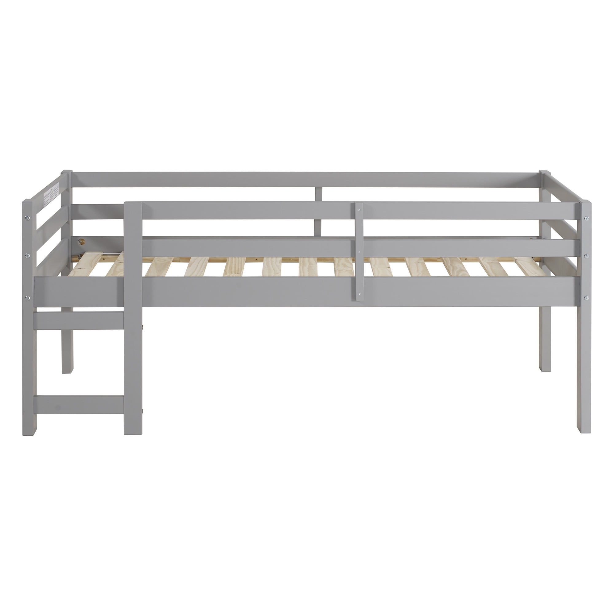 Walker Edison Traditional Solid Wood Twin Low Loft Bed, Grey