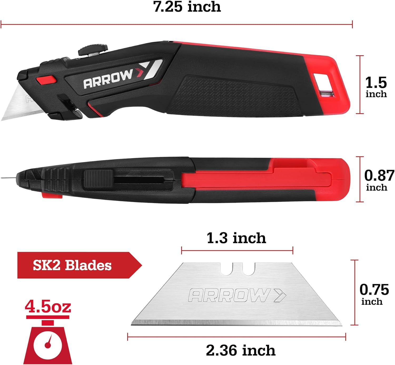 Retractable Utility Knife, Quick-Change Box Cutter with Blade Storage Design, Twine Cutter, Heavy Duty Aluminum Razor Knife with TPE Comfortable Handle, 15 Extra Blades Included