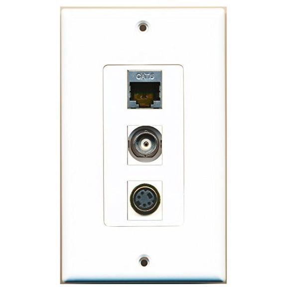 RiteAV - 1 Port S-Video and 1 Port Shielded Cat6 Ethernet and 1 Port BNC Decorative Wall Plate Decorative