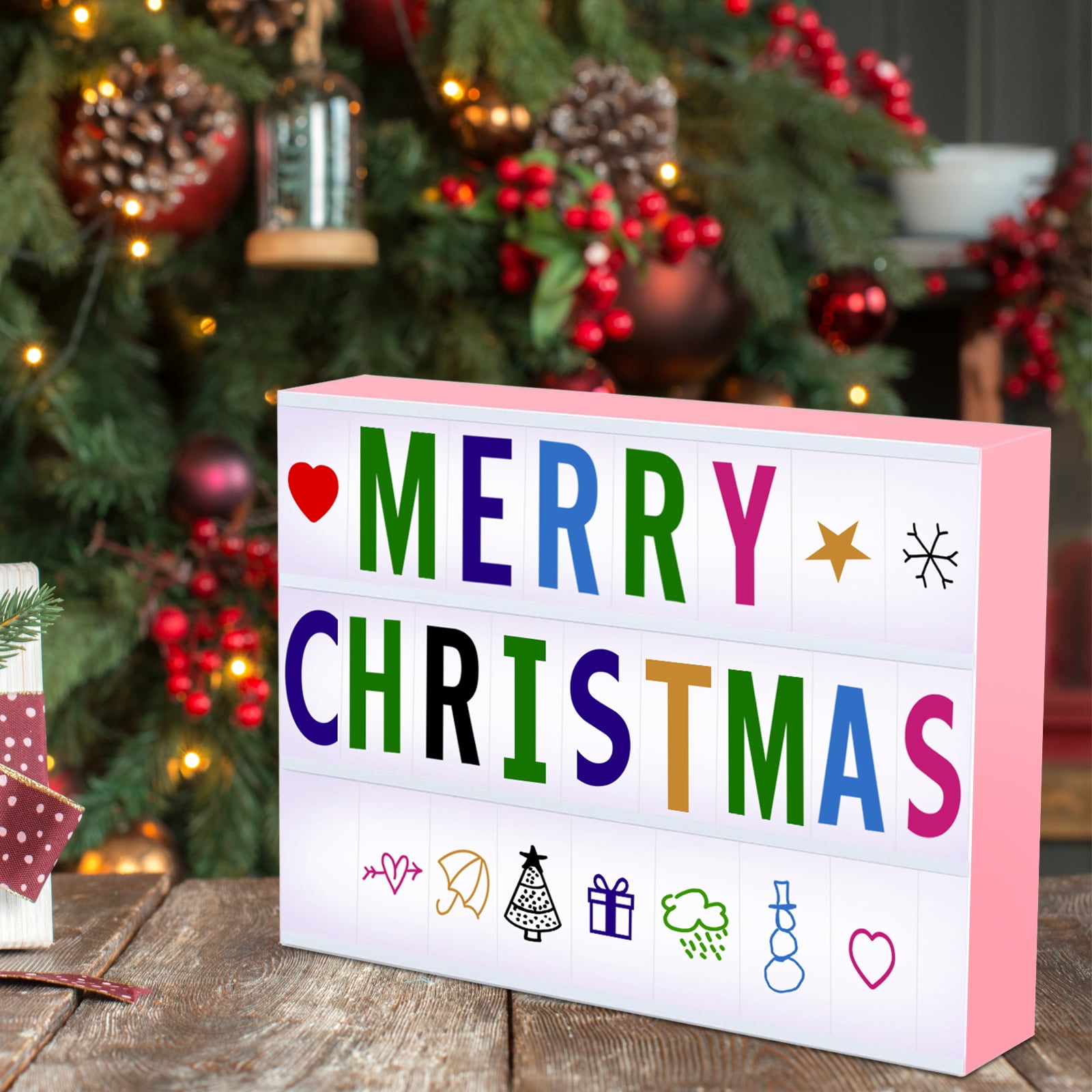 AGCAN Pink Cinema Light Box with Letters, RGB Marquee Color Changing Led Light Box Sign with 192 Black & Color Letters Emojis, Led Sign Letters Board Gifts for Women Birthdays Christmas Decor