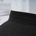 thumbnail image 4 of WEIYLL Sun Hat for Women Straw Sunscreen Empty Top Solid Color Large Brim Black Beach Caps, 4 of 5