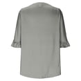 thumbnail image 5 of BiZtdJrK Dressy Casual Tunics for Women Ruffle 3/4 Sleeve V Neck Summer T Shirts Solid Loose Fit Business Work Tunic Tops Gray L, 5 of 8