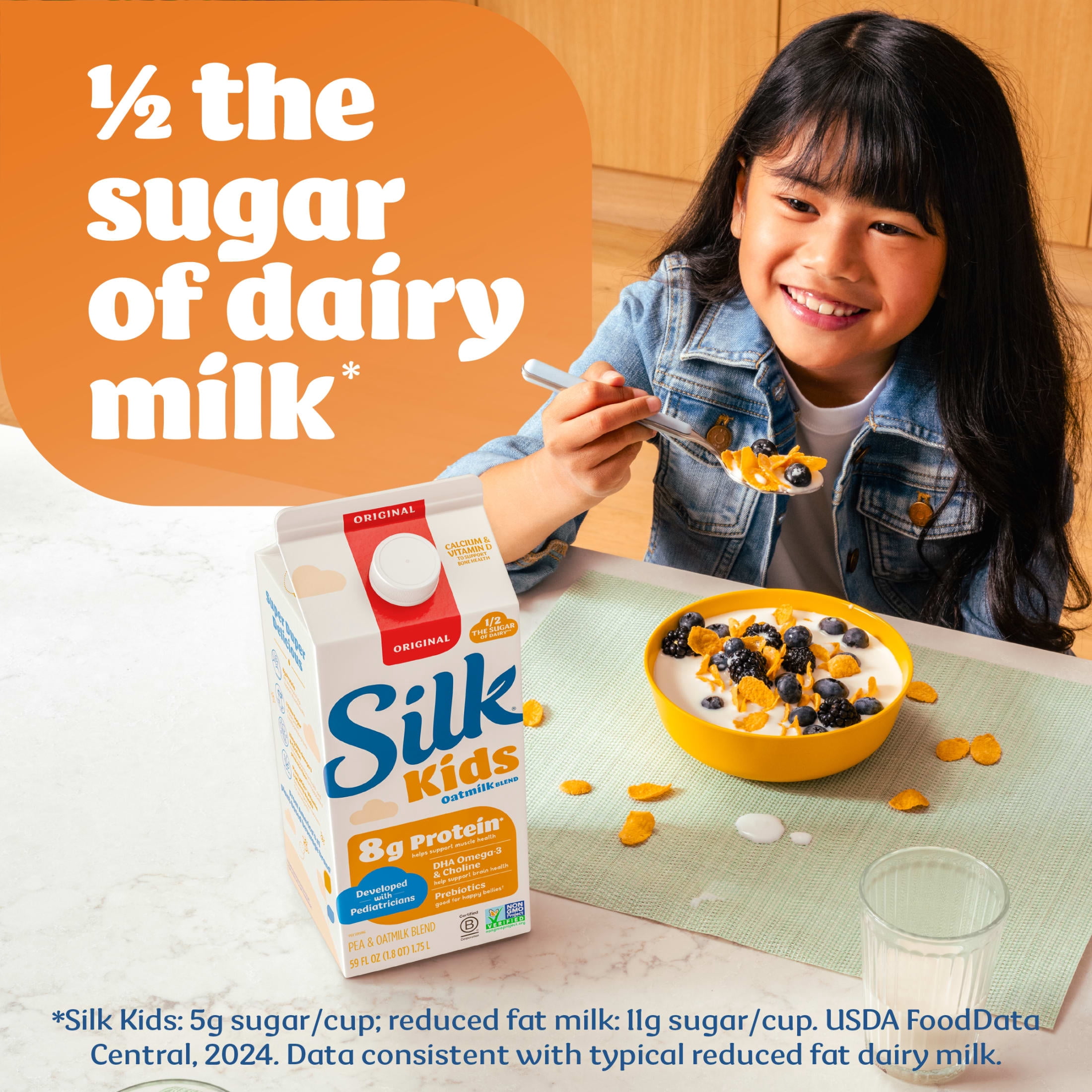 Silk Dairy Free Kids Original Oat Milk Blend, Gluten Free, Vegan, 59 FL OZ Carton