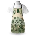 thumbnail image 3 of Sage Green Apron, Mid Century Modern Boho Style Simple Moon Phase with Leafy Scenario, Unisex Kitchen Bib with Adjustable Neck for Cooking Gardening, Adult Size, Teal Eggshell Dark Grey, by Ambesonne, 3 of 3