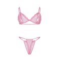 thumbnail image 5 of JSGEK Women Floral Lace Bra and Thong Set Underwire Support Adjustable Straps Delicate Embroidery Lingerie for Bedroom Wear Pink L, 5 of 7