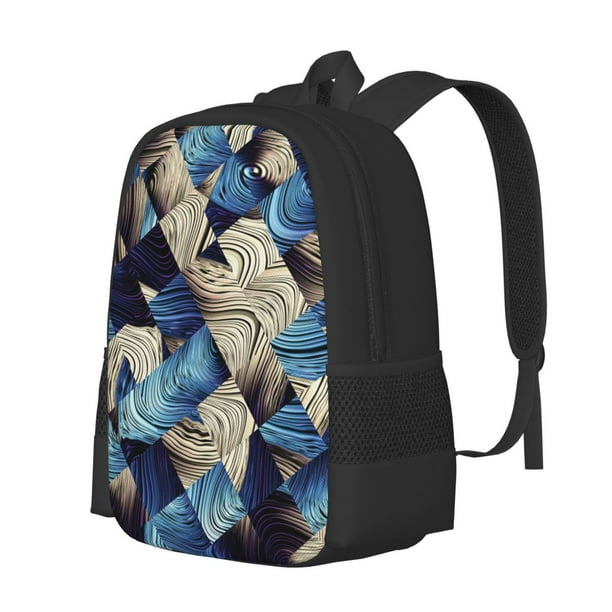 Disketp Abstract Blue Squares Mochila Minimalista de Gran Capacidad, Mochila de Viaje para Escuela, Trabajo o Uso Diario