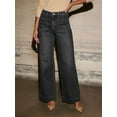 thumbnail image 6 of Women'S Wide Leg Jeans High Waisted Straight Leg Stretchy Denim Pants with Pockets Black L, 6 of 8