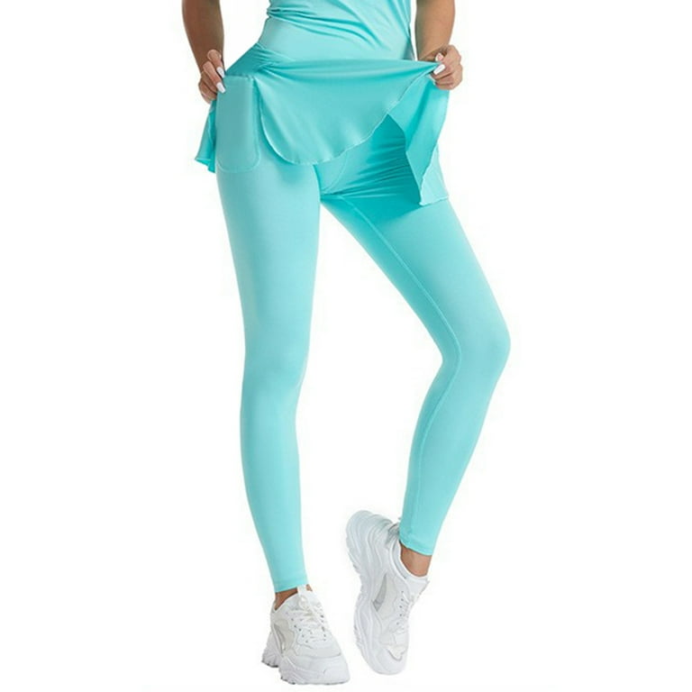 Womens Modest Skirt with Leggings Attached Tennis Skirted Skirt with Built In Leggings High Waisted Solid Color Sporty Scrunch Butt Tummy Control Athletic Exercise Golf Yoga Pants Ruffled Sexy Walmart...