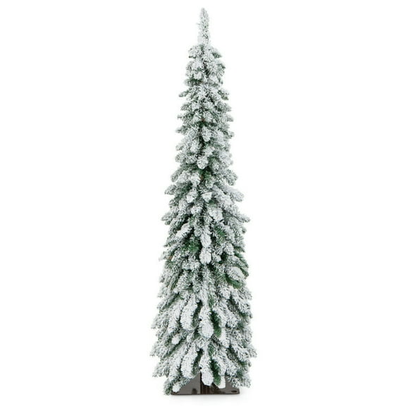 GVN Christmas Tree,Tree Christmas,Xmas Tree,4/5/6 Feet Pre-Lit Artificial Christmas Tree Snow-Flocked Slim Pencil Xmas Decor-5 ft