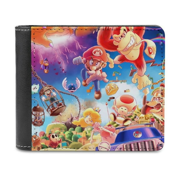 Amazing World Super Mario Bros Movie PU Leather Wallet With Card Slots Bifold Wallet Money Organizers Holder Gift For Men And Women
