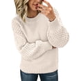 thumbnail image 2 of Harpily Sweaters for Women Crew Neck Long Sleeve Shirts 3D Textured Cable Knit Lightweight Soft Womens Knitted Pullover for Fall Outfits, 2 of 4
