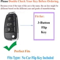 thumbnail image 2 of Keyless Brown Flip Key Fob Cover for Audi Q3 Q7 A3 A1 TT R8 Metal Leather Key Case Shell with Keychain,White, 2 of 7