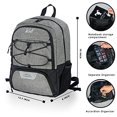 thumbnail image 2 of Bolso Fútbol Juvenil - Fútbol, Baloncesto, Voleibol y Fútbol Americano - Compartimento para Zapatos y Pelota - Jóvenes y Adultos (Gris), 2 of 3