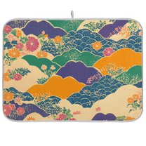 Yayeee Dish Drying Mat for Kitchen Counter 18"x24" Microfiber Absorbent Pad, Beige Floral Wave