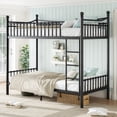thumbnail image 3 of Harper & Bright Designs Twin XL over Twin XL Industrial Bunk Bed with Curved Guardrails, Heavy-Duty Metal Bunk Bed Frame with Under Bed Space, Black, 3 of 14