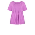 thumbnail image 3 of Avenue Women's Plus Size Knit Pleated Top Short Sleeve Round Neckline, Female, 3 of 4