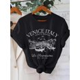 thumbnail image 1 of Casual Short Sleeve Polyester Knit Fabric Venice Italy Graphic T-Shirt - Cartoon Print Round Neck Tee, 1 of 7
