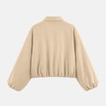 thumbnail image 4 of Bomber Jacket Women Lapel Collar Zip Up Crop Windbreaker Jackets Athleisure Going Out Hiking Travel Coats, M, 4 of 6