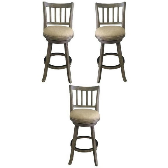 Home Square 29" Sheldon Swivel Bar Stool in Oatmeal - Set of 3