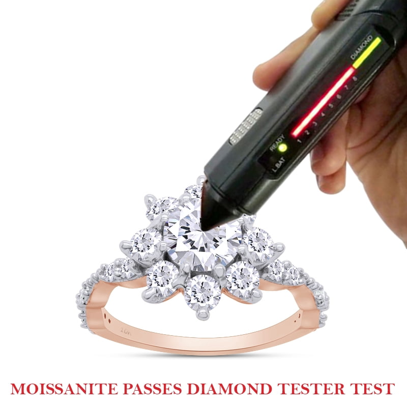 AFFY 1.65CT Moissanite Diamond Halo Flower Wedding Engagement Ring For Women 10K Solid Rose Gold-4