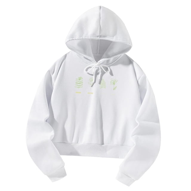 Sudadera con capucha corta para mujer, sudadera con capucha y hombros caídos, ropa deportiva suave para desplazamientos blancos M