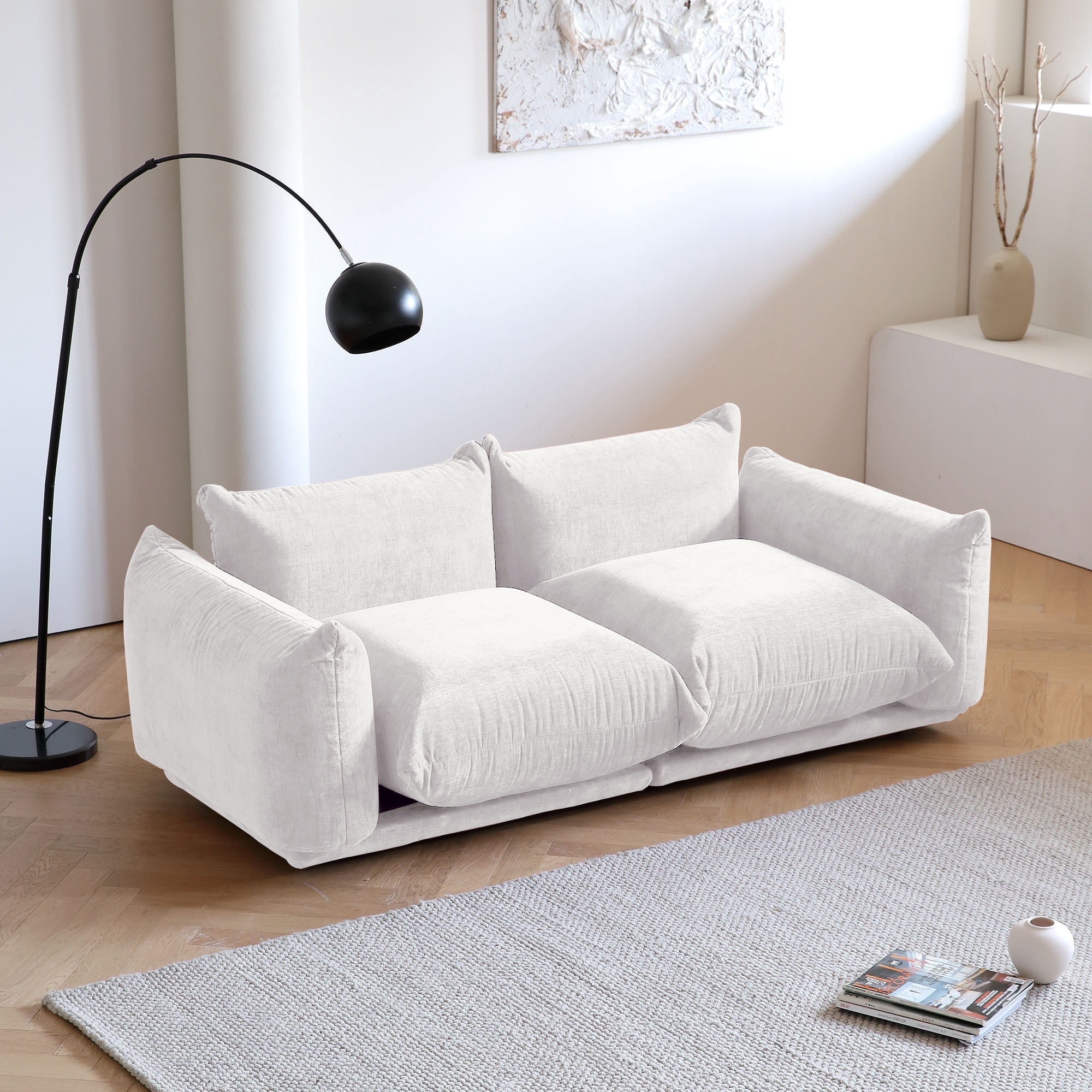 bokifol 2-Seat Modular Cloud Couch for Small Spaces,Easy to Assemble Cloud Couch for Living Room,Office,Beige