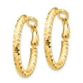 thumbnail image 2 of Primal Gold 14 Karat Yellow Gold 3mm Small Diamond-cut Oval Omega Back Hoop Earrings, 2 of 5