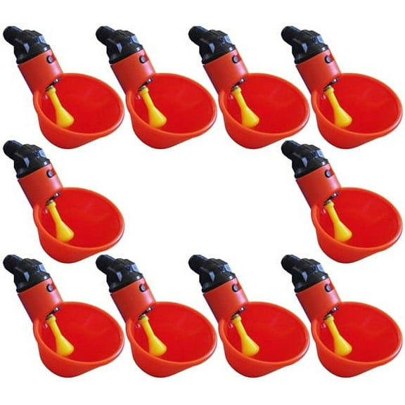 10 Pack Of Automatic Cup Style Poultry Chicken Drinkers