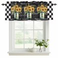 thumbnail image 2 of 2 Panels Sunflower Vintage Valance for Windows, Farmhouse Floral Black Checkered Light Filtering Kitchen Curtains, Rod Pocket Window Treatment Curtain Valances for Living Room Bedroom, 42"x12", 2 of 9